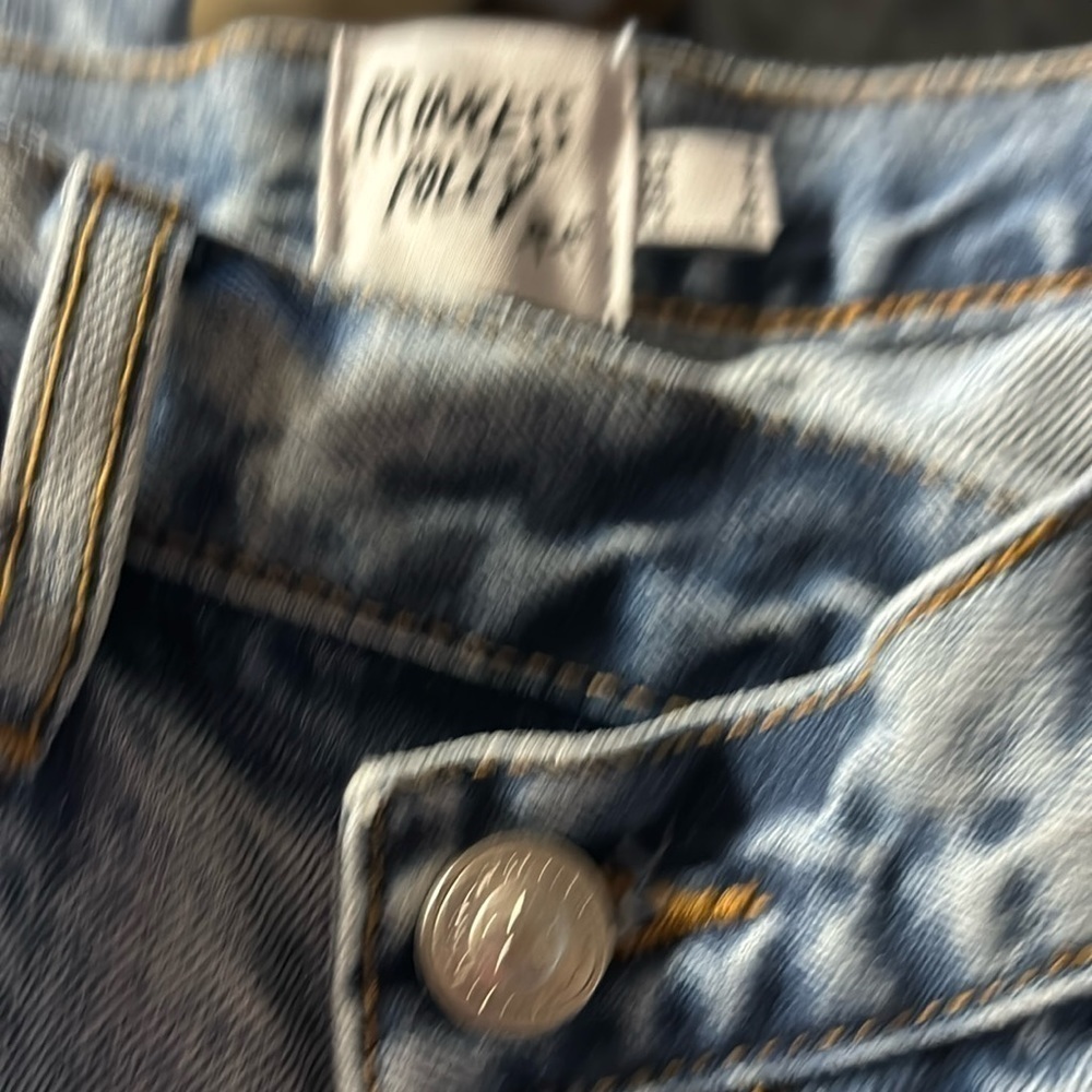 Princess Polly light wash straight leg cross button fly jeans US Women’s size 4 - Picture 2 of 14